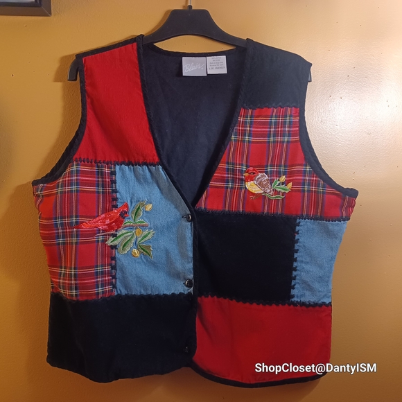 Blair Jackets & Blazers - Vtg 1980s Tartan Corduroy Vest  With Patchwork Design